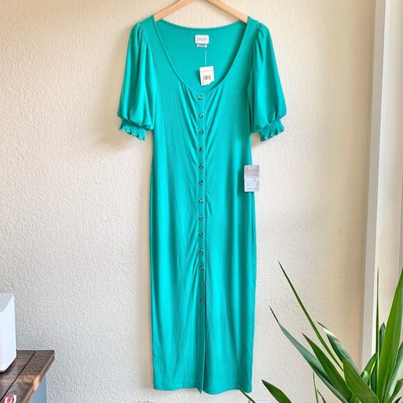 Saylor Teal Malavika Puff Sleeve Dress Size Small - Picture 13 of 14